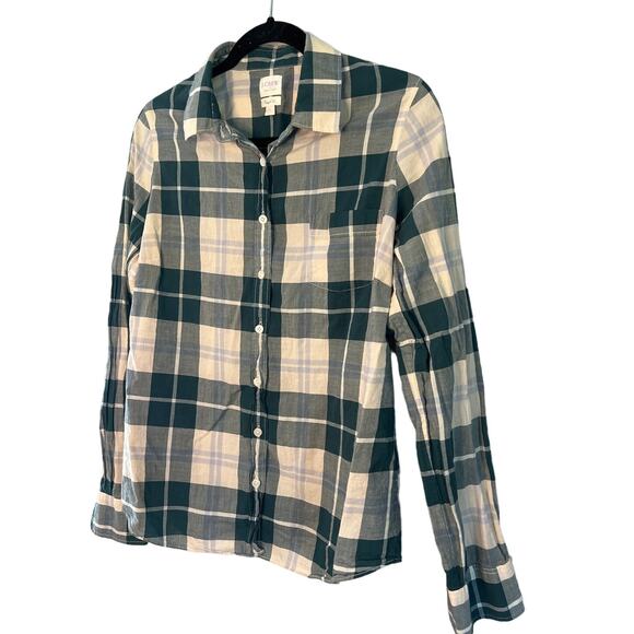 J CREW Women's plaid button down perfect fit long sleeve top - Picture 2 of 4